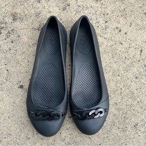 Crocs Women’s Gianna Chain Link Ballet Flats Black Slip On Lightweight Sandals